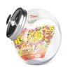Home Basics Medium 5748 oz Round Glass Medium Candy Storage Jar with Stainless Steel Top, Clear GJ01384